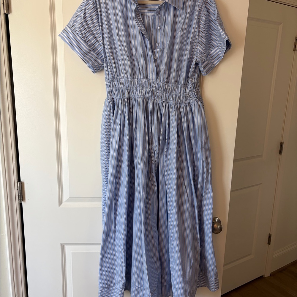 J. Crew Light Blue Striped Shirtdress